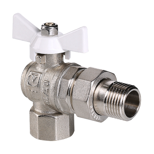 Кран шаровой VALTEC BASE угловой с полусгоном и белой ручкой