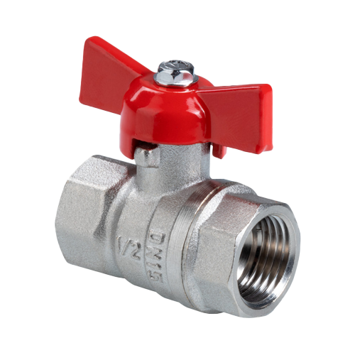 Шаровой кран «СТАНДАРТ» никелированный (ГОСТ) c ручкой-бабочкой и внутренней резьбой