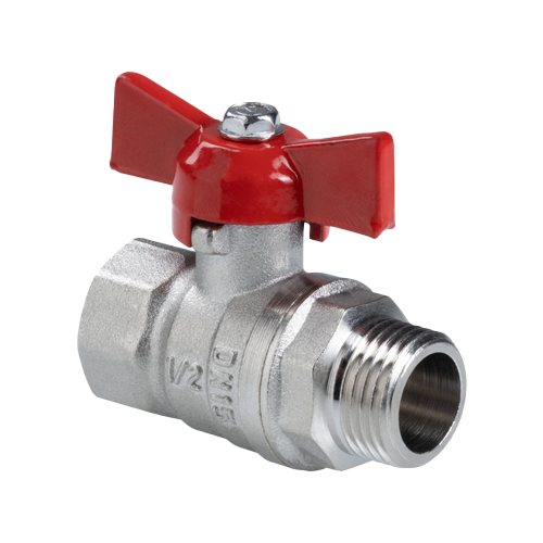 Шаровой кран «СТАНДАРТ» никелированный (ГОСТ) c ручкой-бабочкой и внутренней–наружной резьбой