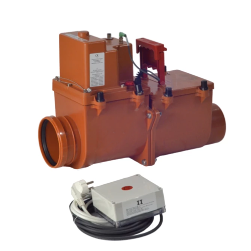 Клапан обратный канализационный коричневый Дн 110 б/нап 2-х камерный с эл/приводом с 2-мя лючками HL HL710.2EPC